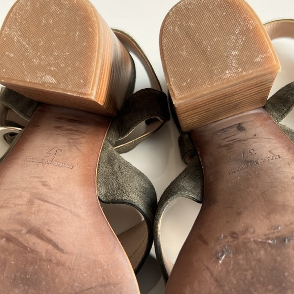 Sapena sandals Suede leather, made in Spain, olive green block heel - Picture 11 of 12